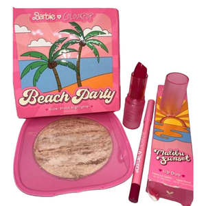 NWB ColourPop x Barbie Beach Party Highlighter + Malibu Sunset Lip Duo Set